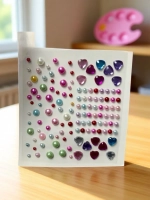 Стразы самоклеющиеся для лица и тела сердечки и кружочки Разноцветные