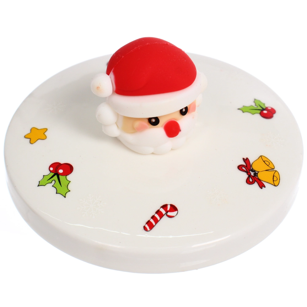 Кружка стеклянная 450мл «Новогодние гуляния» с керамической крышкой