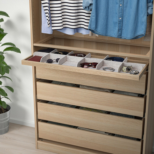 Полка выдвижная IKEA KOMPLEMENT (КОМПЛЕМЕНТ), Белый морёный дуб, 100x35 см