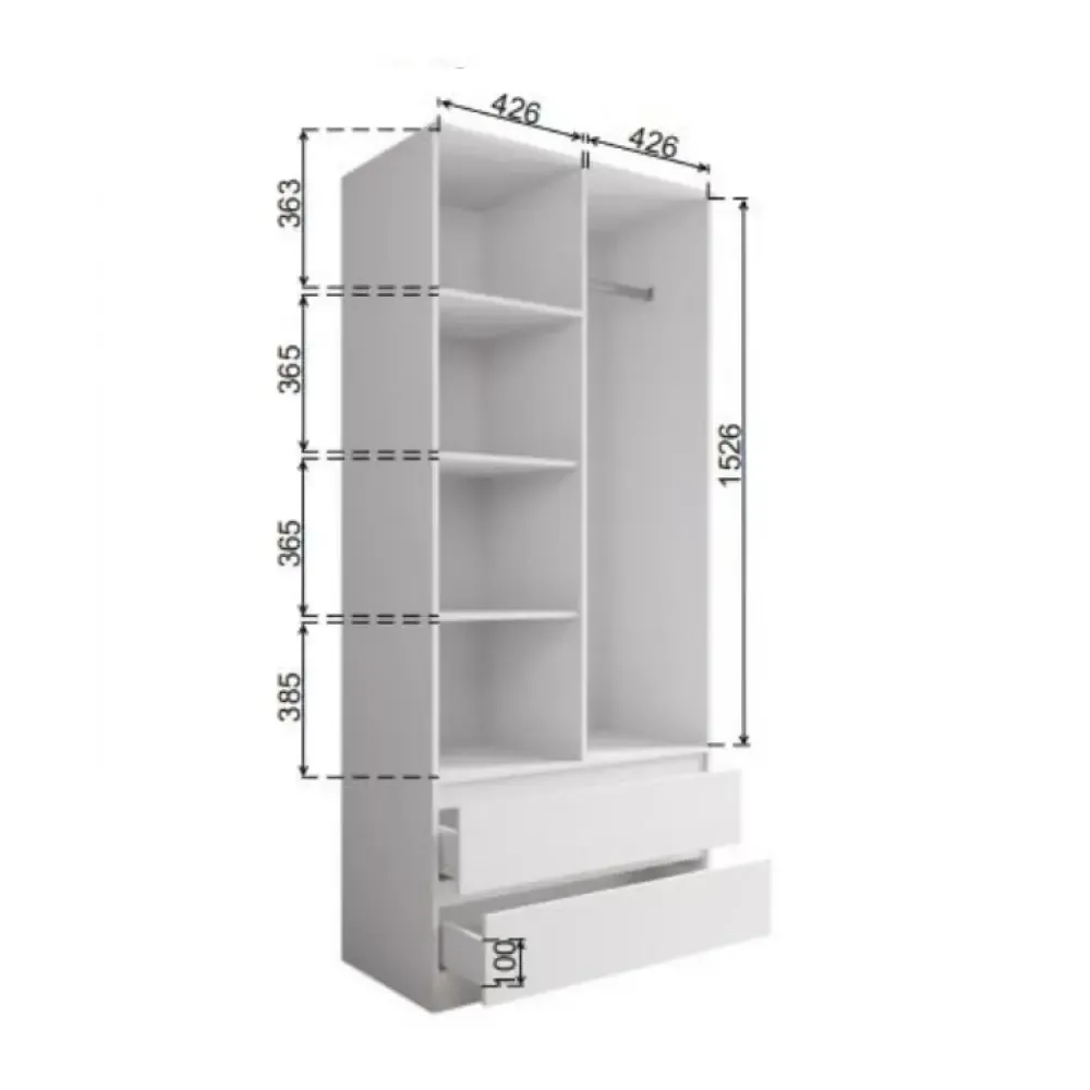 МС Мори Шкаф МШ 900.2 (МП) Графит