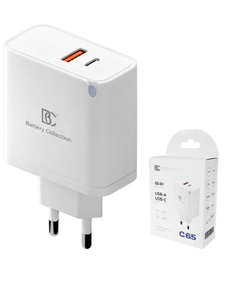 Сетевое зарядное устройство USB/Type-C BC C65 (65W, QC3.0, PD, SuperVOOC, FlashCharge, 2 порта)