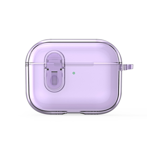 Чехол фиолетовый прозрачный для наушников AirPods Pro 3, серия PECL Series от Dux Ducis, в комплекте с карабином