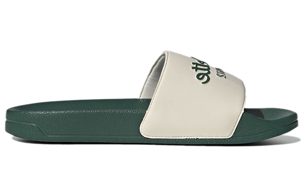 Adidas Adilette series outer wear simple and comfortable leather stitching non-slip anti-wear slippers for men and women with the same style of white and green