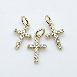 Подвеска Крест, позолота, фианиты, размер 14*9 мм, цена за 1 шт
