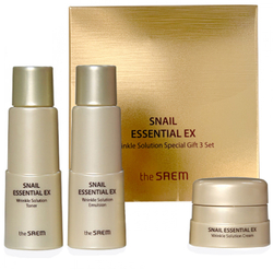 The Saem Snail Essential Ex Wrinkle Solution Special Gift 3 Set антивозрастной бьюти-набор с коллагеном и улиточным экстрактом (мини)