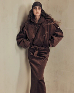 Юбка миди из вельвета