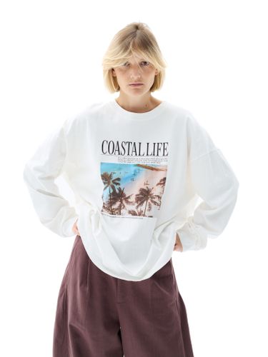 Белый хлопковый лонгслив COASTAL LIFE