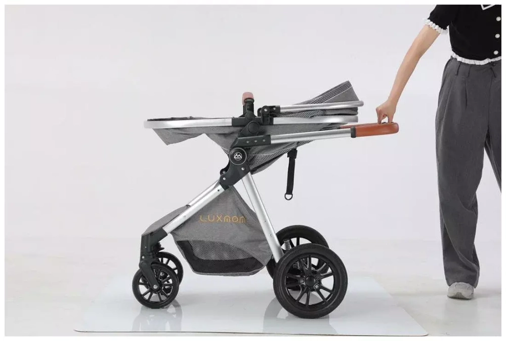 Коляска-трансформер 3в1 Luxmom V9 new серый текстиль