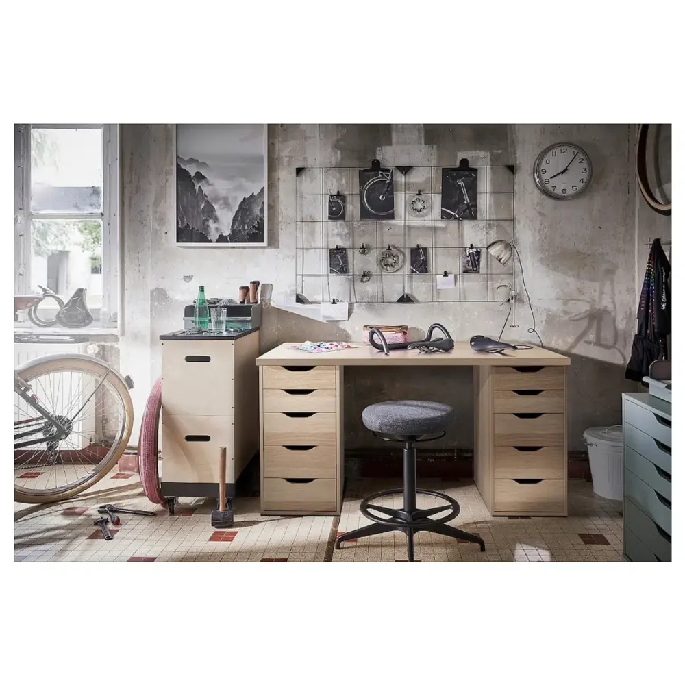 Письменный стол с ящиками - IKEA LAGKAPTEN/ALEX, 140х60 см, под беленый дуб, ЛАГКАПТЕН/АЛЕКС ИКЕА