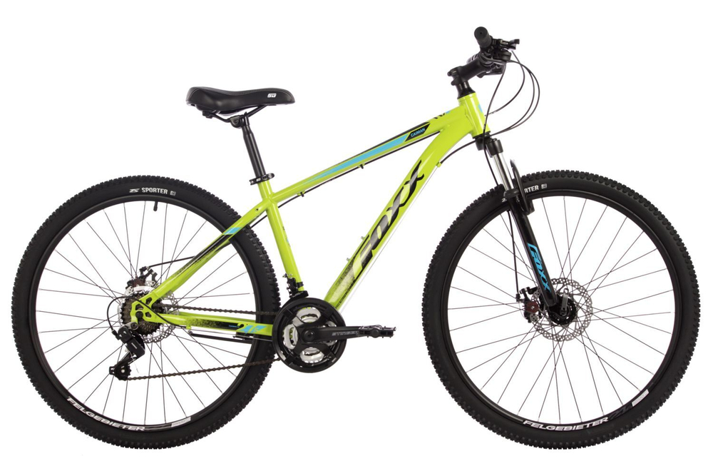 Велосипед FOXX 27.5" CAIMAN лимонный,сталь, размер 16"