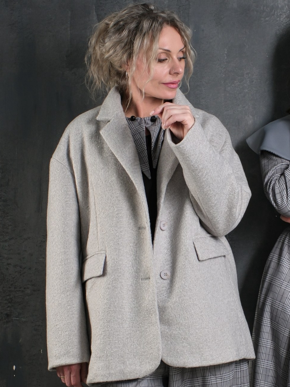 Жакет - полупальто/серо-голубой