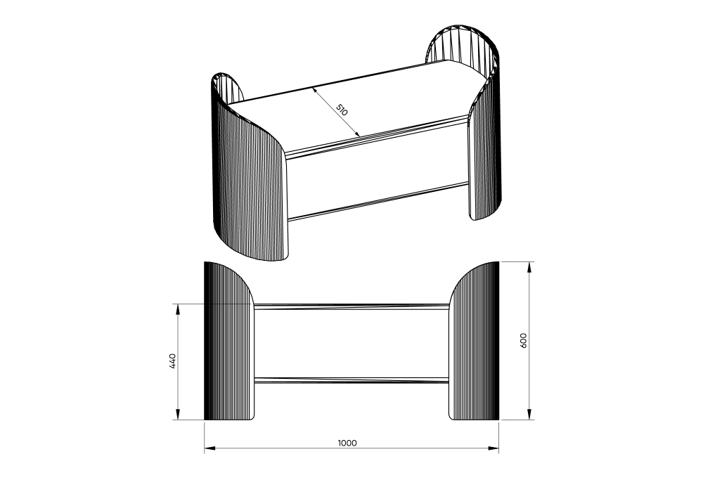 Банкетка Lagom 2 120 см (капучино, натуральный дуб)