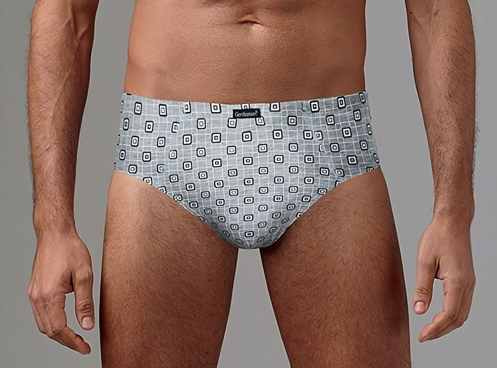 Набор из 2 хлопковых принтованных трусов-слипов (Размер: M) (Цвет: серый)