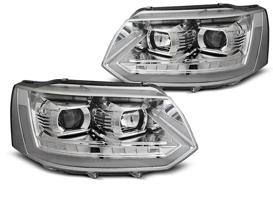 Передние фары Tube Light для Volkswagen T5 (10-15) Dynamic Chrome T6 Look