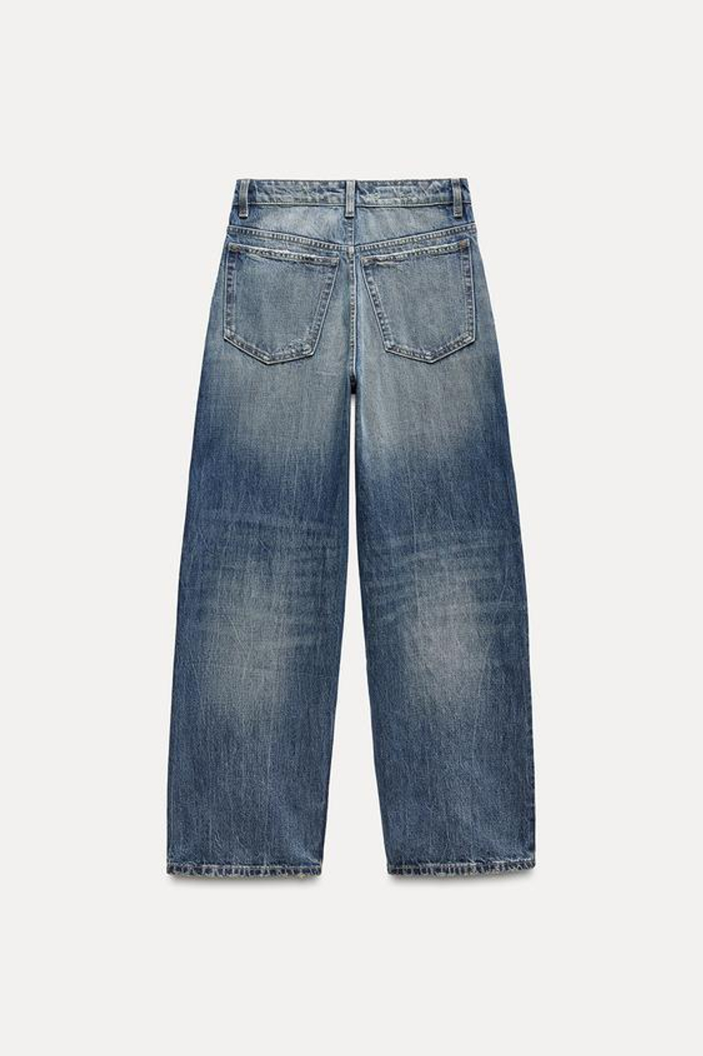 ZARA ДЖИНСЫ TRF RELAXED ОВЕРСАЙЗ С ВЫСОКОЙ ПОСАДКОЙ, СИНИЙ