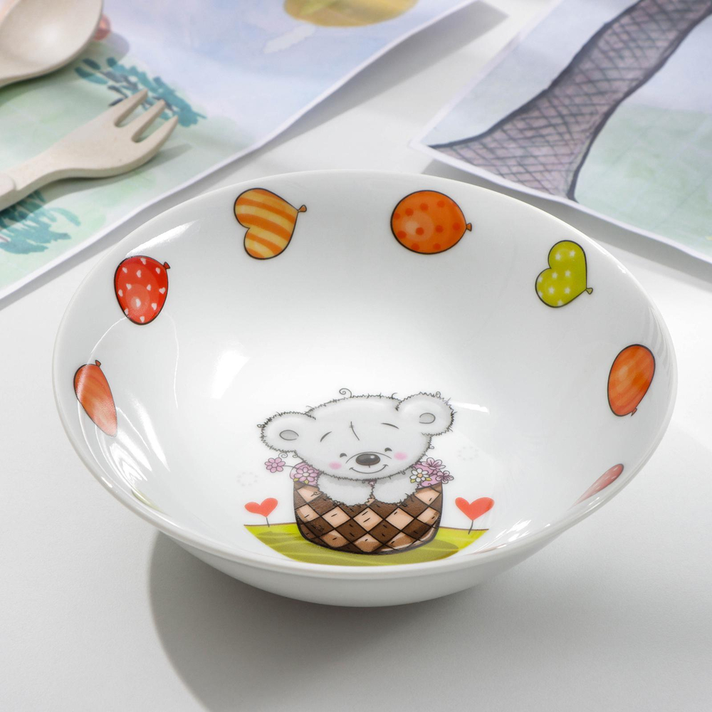 5478726 Набор детской посуды Доляна «Коала», 3 предмета: кружка 250 мл, миска 400 мл, тарелка d=18 с