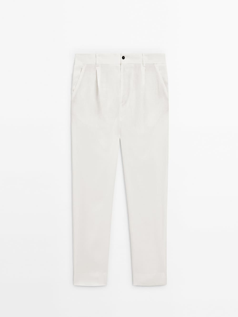 Massimo Dutti Льняные брюки с прямой посадкой - limited edition, натуральный