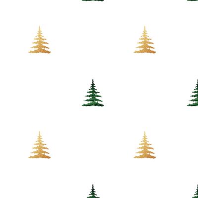 Минималистические зеленые и золотые елки на белом