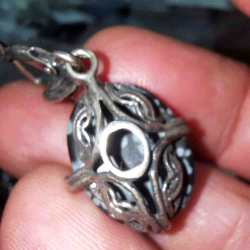 Серьги "Раут" обсидиан снежный