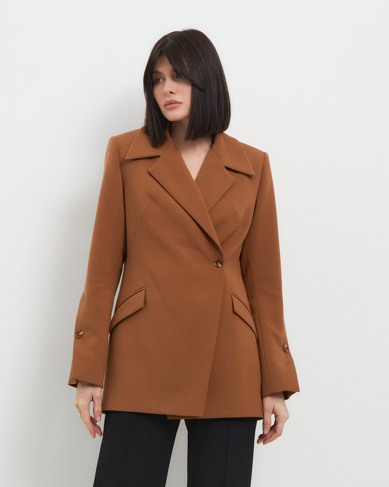 Жакет "Диагональ" горчичный