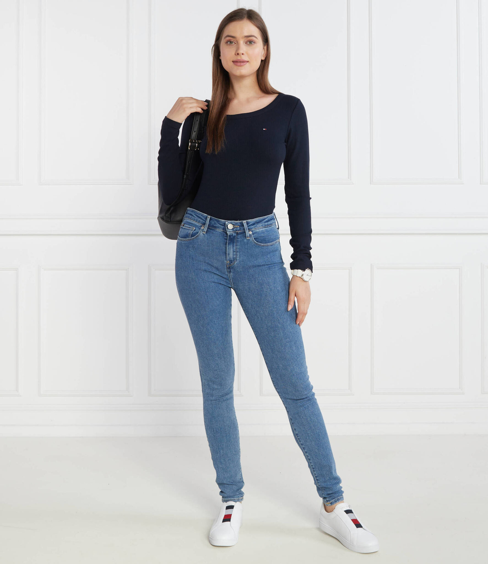 Блузка 5X2 RIB O-NK LS Tommy Hilfiger - темно-синий(WW0WW38869)