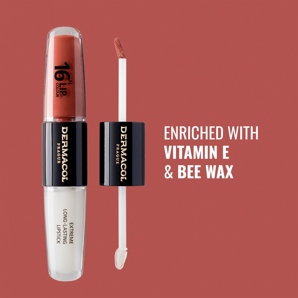 Dermacol 16H Lip Colour - Долговременная помада и блеск для губ оттенок 23 Mocha Brown, 2 ml