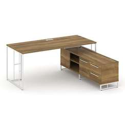 Rift Direct Стол руководителя на опорной тумбой RF.SRT-24 (R) Сандал Янтарный/Металл Белый/Белый Руч