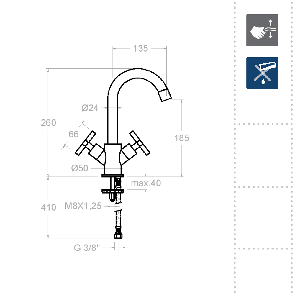 Смеситель для раковины RS-CROSS 6202