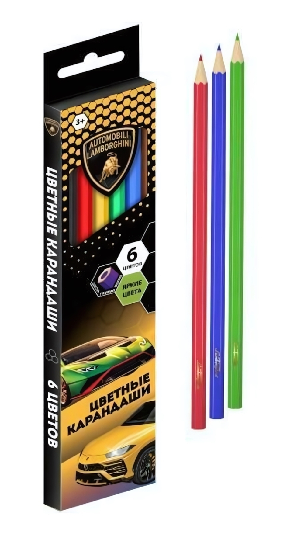 Карандаши 6цв. шестигран. "Ламборгини" (Умка)