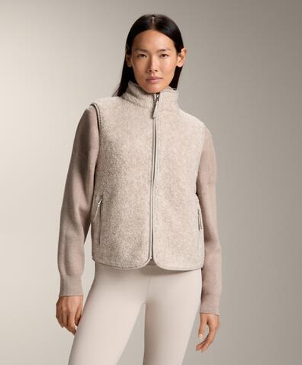 Oysho Базовый жилет из искусственной овчины на молнии, светлый экрю