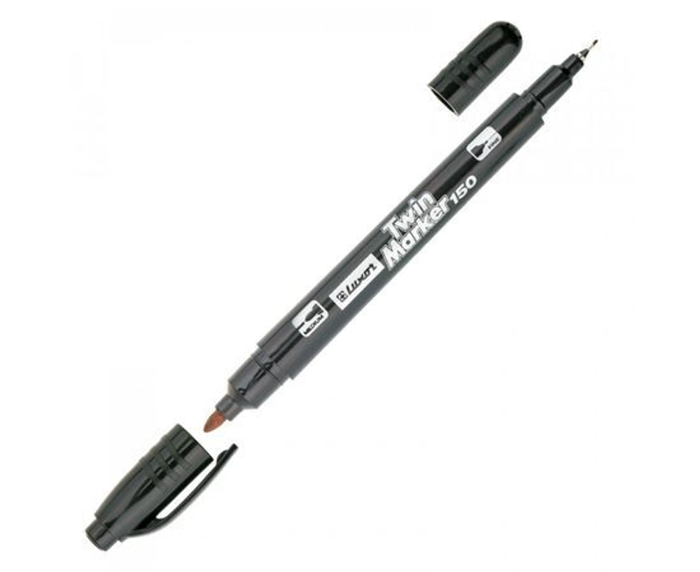 Маркер перманентный двухсторонний LUXOR 0.7/1мм (черный) пулевидный