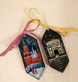 Набор ёлочных игрушек Конфеты с ручной росписью "Москва "