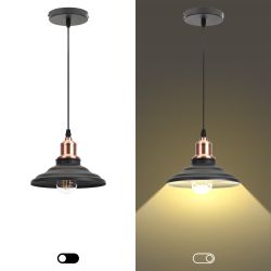 Светильник подвесной (подвес) ЭРА PL4 BK/RC металл, E27, max 60W, высота плафона 80мм, подвеса 800мм, черный/медь