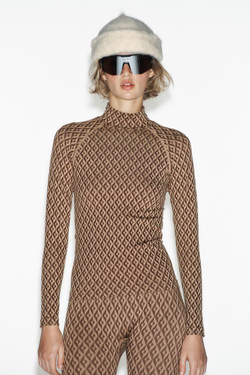 ZARA ТЕРМОЛЕГГИНСЫ С КОНТРАСТНЫМ УЗОРОМ SKI COLLECTION, ТАБАЧНЫЙ