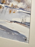 Картина авторская акварельная в паспарту 21*30 см на стену для интерьера "Морозец"