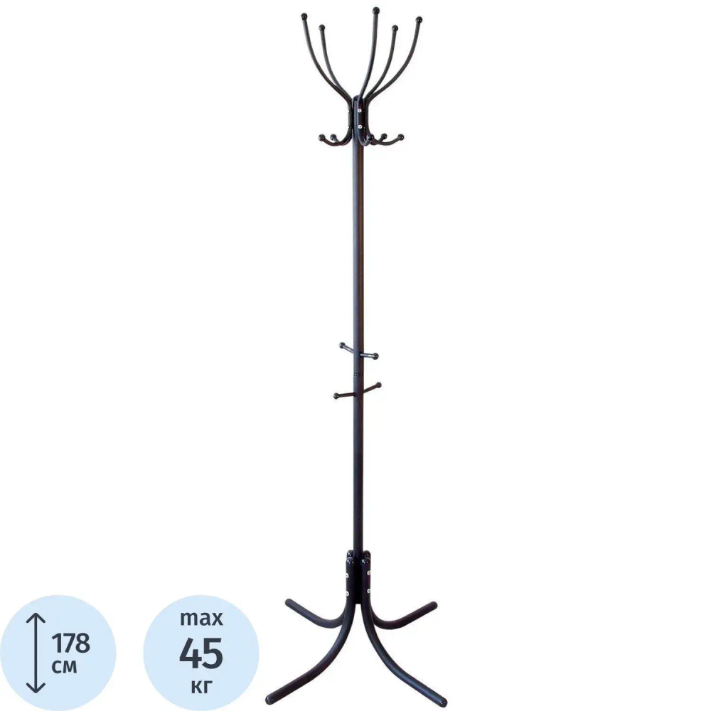 Вешалка ME_напольная М-10 5 черная крючков