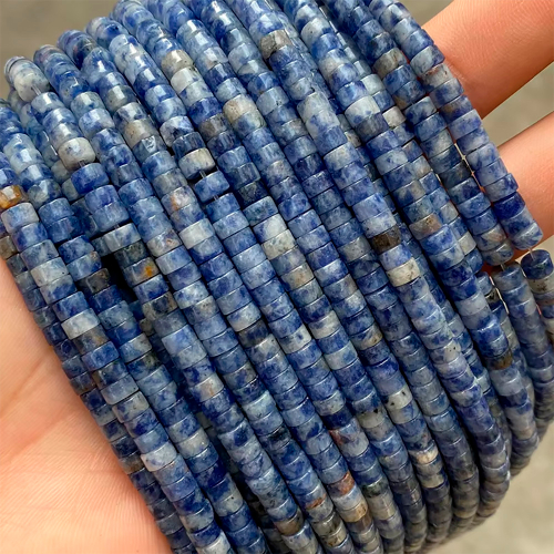 Содалит бусины-рондели 4х2/6х3 мм, на нитке 38 см