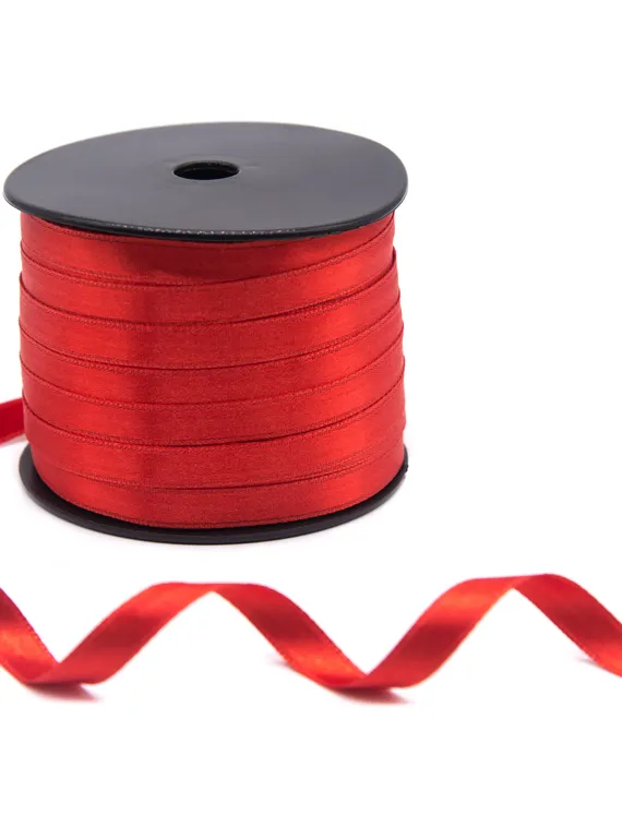 Лента атласная, 10 мм, красный 100