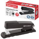 Степлер №24, Brauberg Office, до 30л, металлический корпус, черный