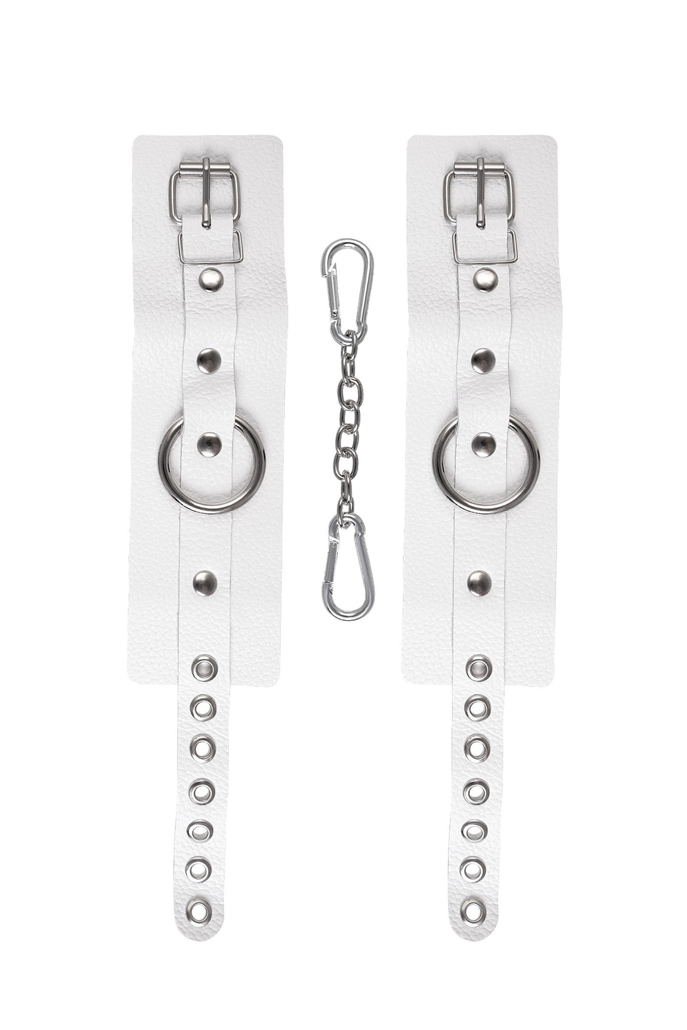 Белые мягкие кожаные наручники с люверсами