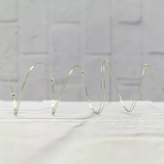 Гирлянда Роса на батарейках 30 теплых белых ламп, 290 см., серебряный провод, Christmas DeLuxe (87408)