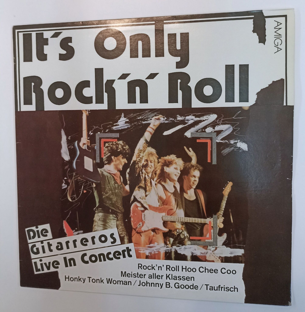 Винтажная виниловая пластинка LP Die Gitarreros Its Only Rock N Roll Die Gitarreros Live In Konzert (GDR 1986)