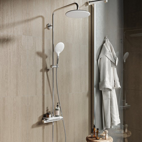 IDDIS Termospot Термостатический смеситель с верхним душем и съемной полкой  TSTSBSTi06