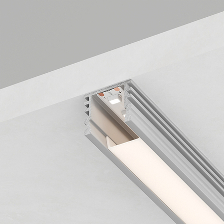 2000*16*12мм Комплект профиль накладной для светодиодной ленты, цвет серебро, в комплекте 2 заглушки + экран + 4 крепежа