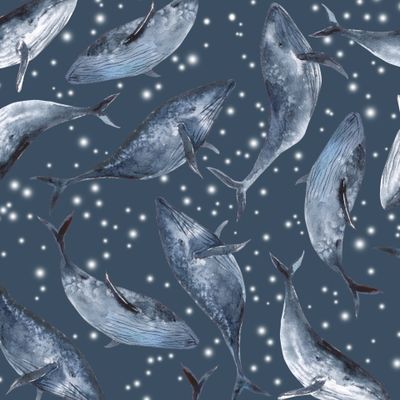 Космические киты на фоне цвета индиго