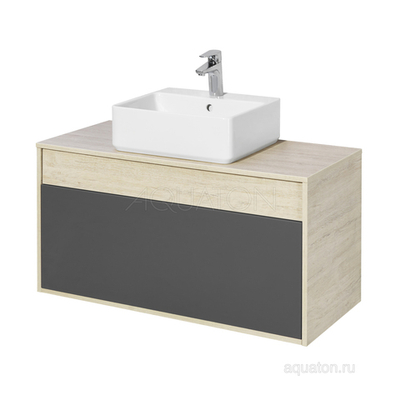 Тумба под раковину AQUATON Лофт Урбан 100 серый графит, дуб орегон 1A247701LQX60