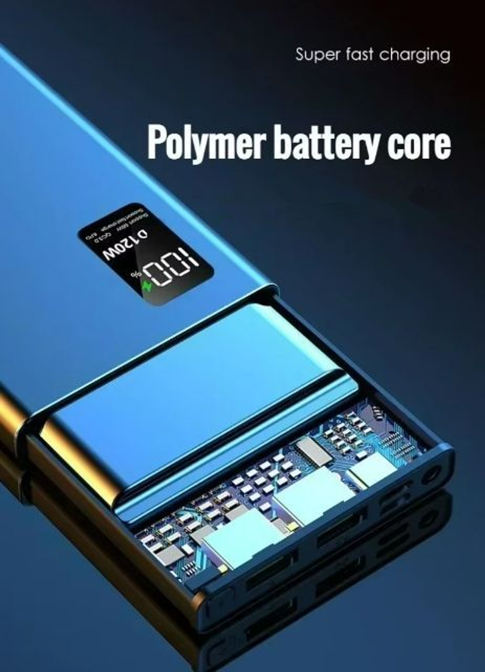 Внешний аккумулятор Powerbank для 2 устройств. Режим быстрого заряда.