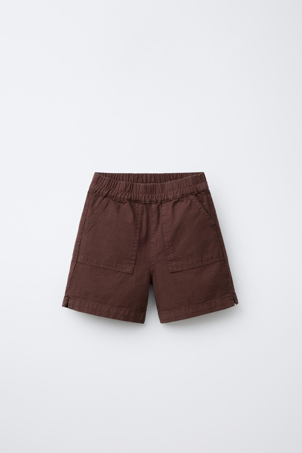 ZARA ШОРТЫ ИЗ РЕЛЬЕФНОГО ХЛОПКА, ТЕМНО-БОРДОВЫЙ