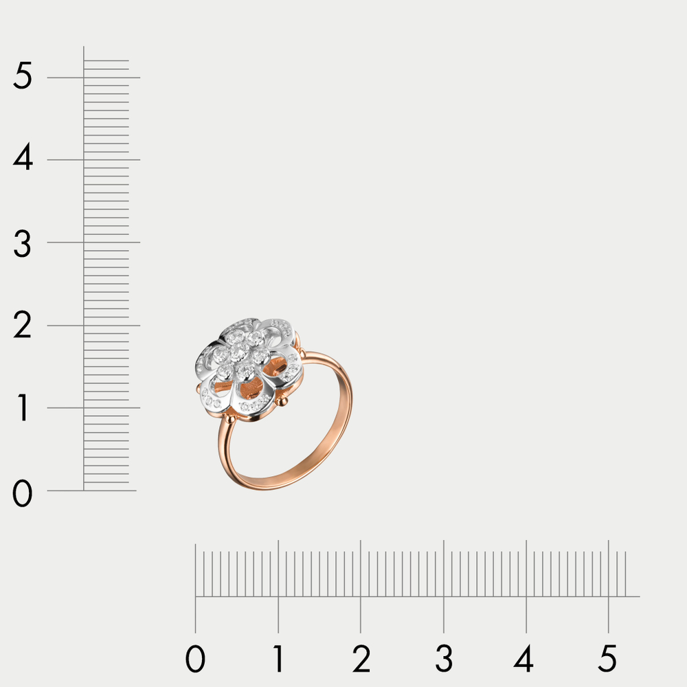 Кольцо женское из розового золота 585 пробы с фианитом (арт. К 33-010)