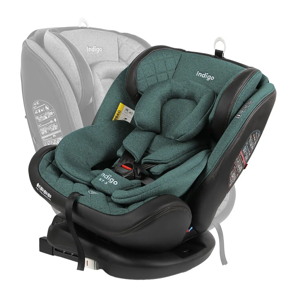 Автокресло Indigo AERO ISOFIX, ST-3, группа 0+1+2+3 (0-36 кг) зеленый